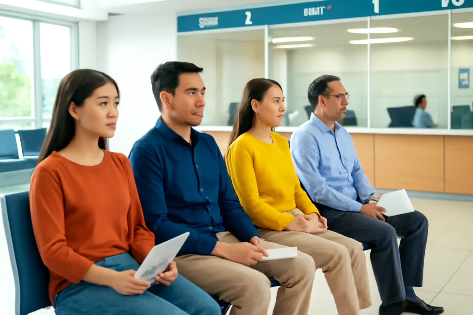 Người dân ngồi chờ ở phòng tiếp dân sáng sủa