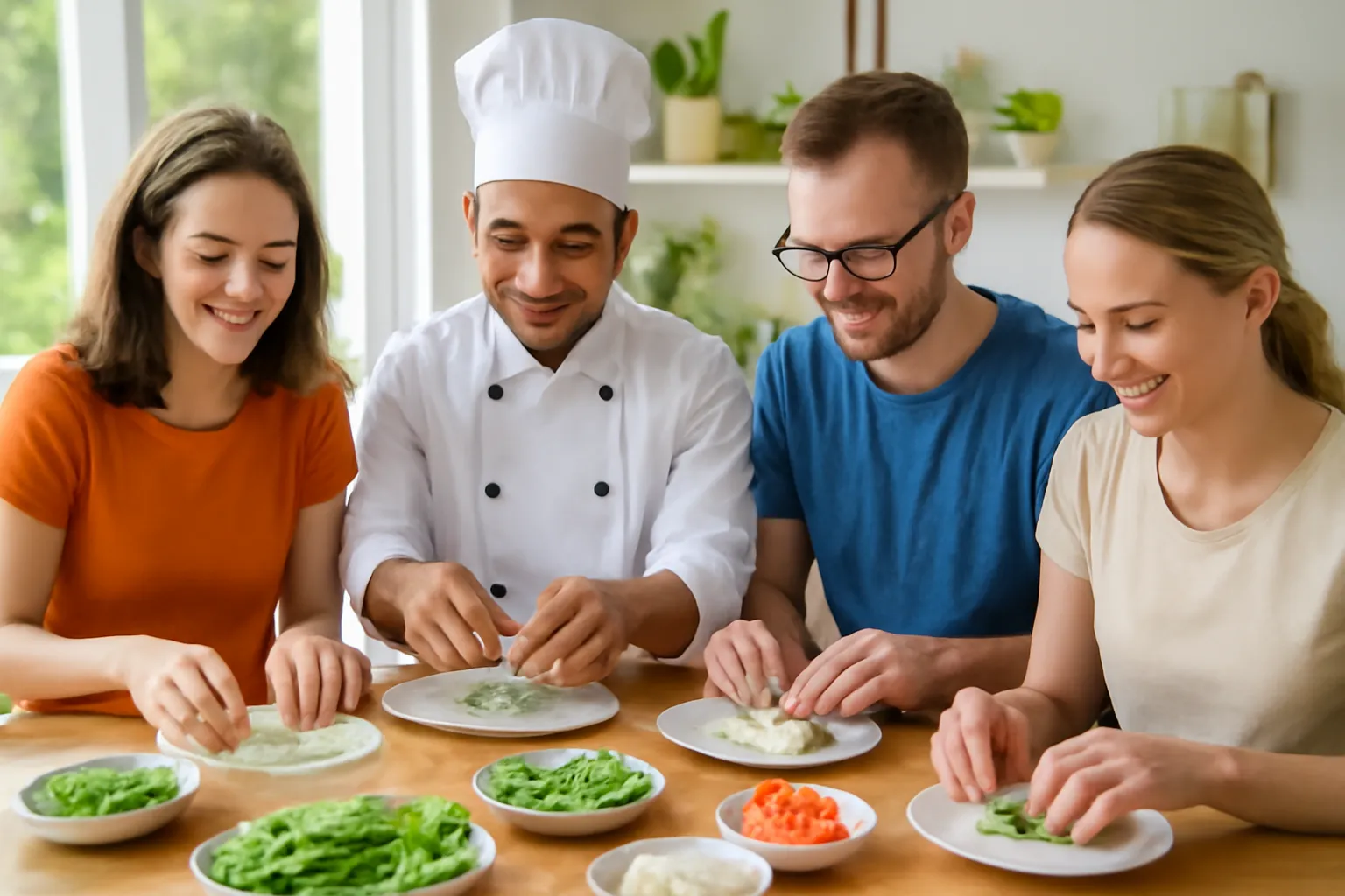 Đầu bếp Việt dạy khách nước ngoài cuốn gỏi cuốn